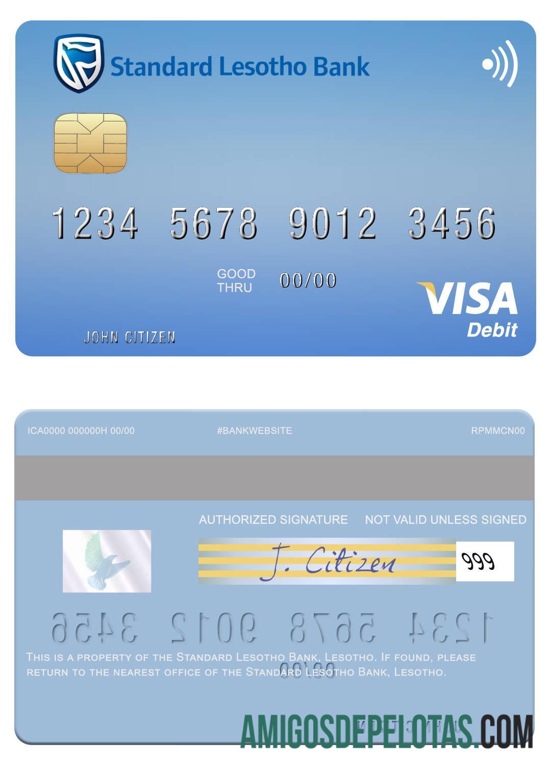 Lesotho Standard Lesotho Bank Visa Debit Card example